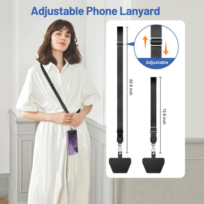 Doormoon Phone Lanyard, Universal Adjustable Neck Strap for Phone Case Keys ID Badges Cell Phone Lanyard Compatible with iPhone, Samsung, Most Smartphones, 2 Pack, Black Black
