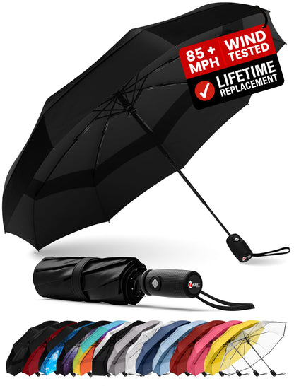 REPEL Windproof Travel Umbrella - Compact & Withstands Winds up to 85MPH , Strongest Premium Auto Folding Umbrella for Rain and Sun - Durable, Light & Portable for Women & Men , Fits Backpack & Cars