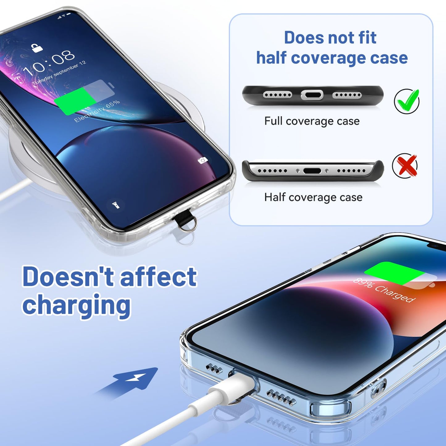 Doormoon Phone Lanyard, Universal Adjustable Neck Strap for Phone Case Keys ID Badges Cell Phone Lanyard Compatible with iPhone, Samsung, Most Smartphones, 2 Pack, Black Black