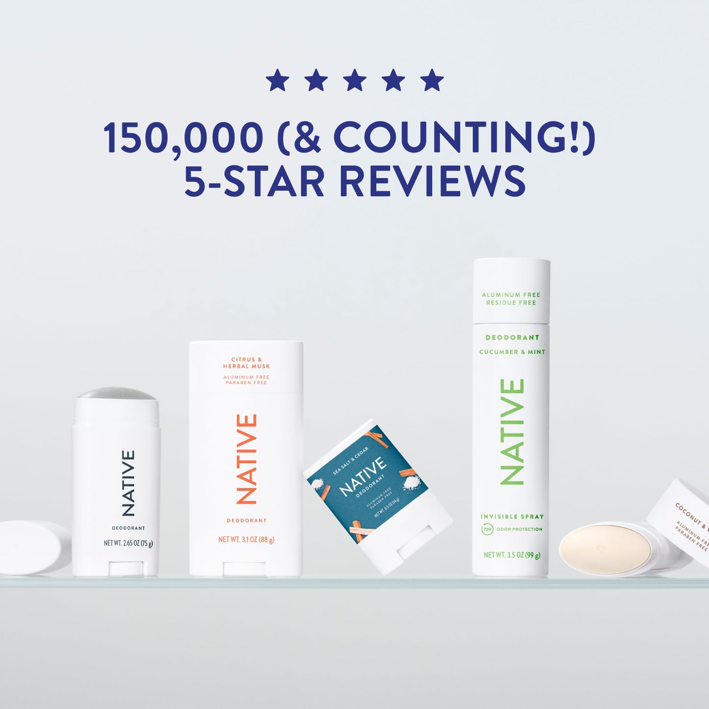 Native Deodorant,Unscented, Aluminum Free, Paraben Free, 2.65 OZ (75 g), Coconut Oil and Shea Butter