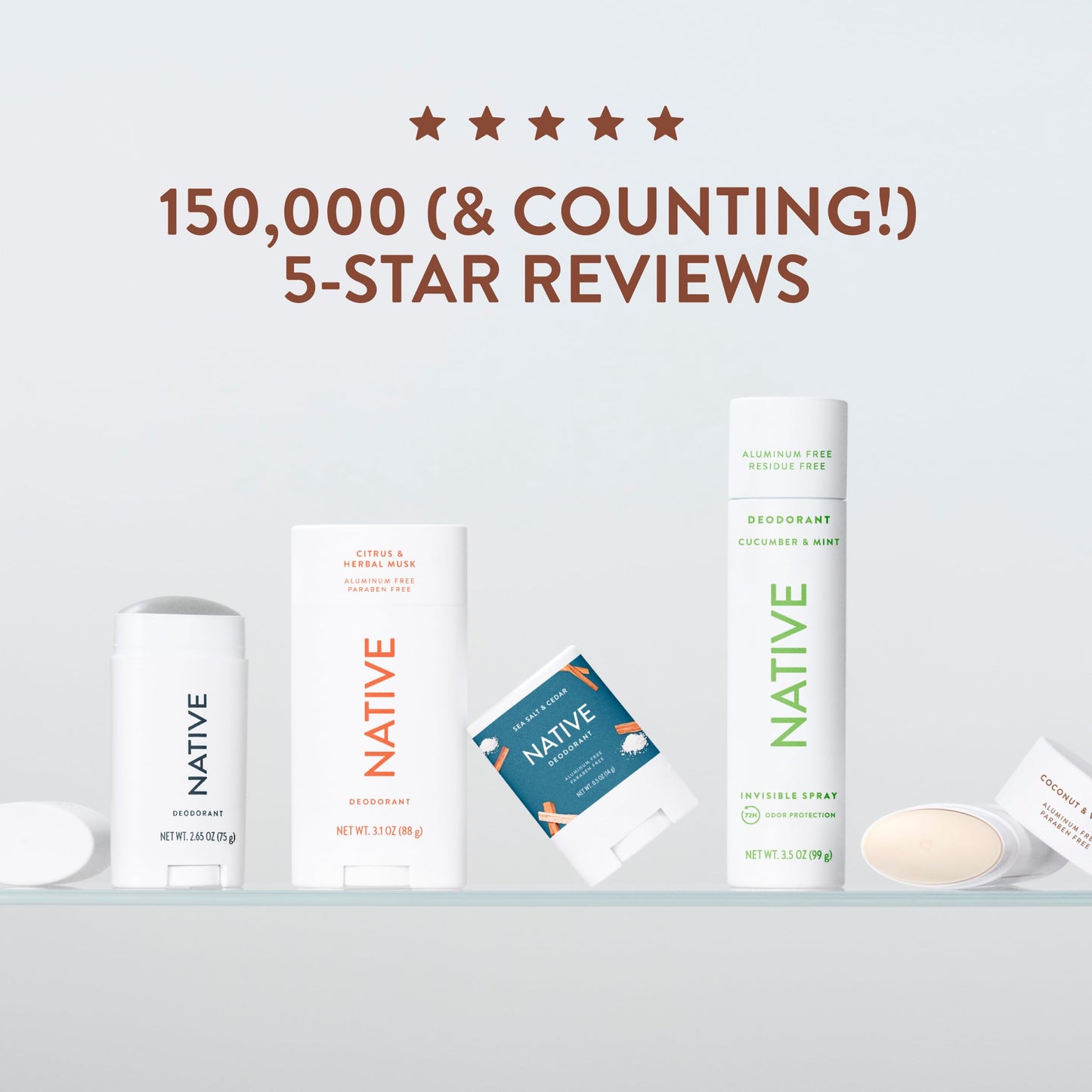 Native Deodorant,Unscented, Aluminum Free, Paraben Free, 2.65 OZ (75 g), Coconut Oil and Shea Butter