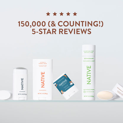 Native Deodorant,Unscented, Aluminum Free, Paraben Free, 2.65 OZ (75 g), Coconut Oil and Shea Butter