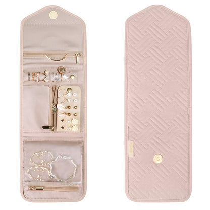 BAGSMART Travel Jewelry Organizer Case Foldable Jewelry Roll for Journey Rings, Necklaces, Earrings, Bracelets, Mini, Black