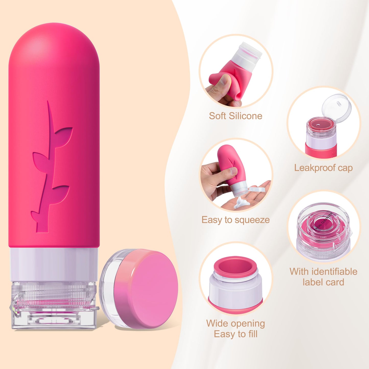 18pack Travel Bottles for Toiletries,TSA Approved Silicone Travel Containers for Toiletries,Leak Proof Refillable Liqus Shampoo And Conditioner travel Essentials toiletry Bottles