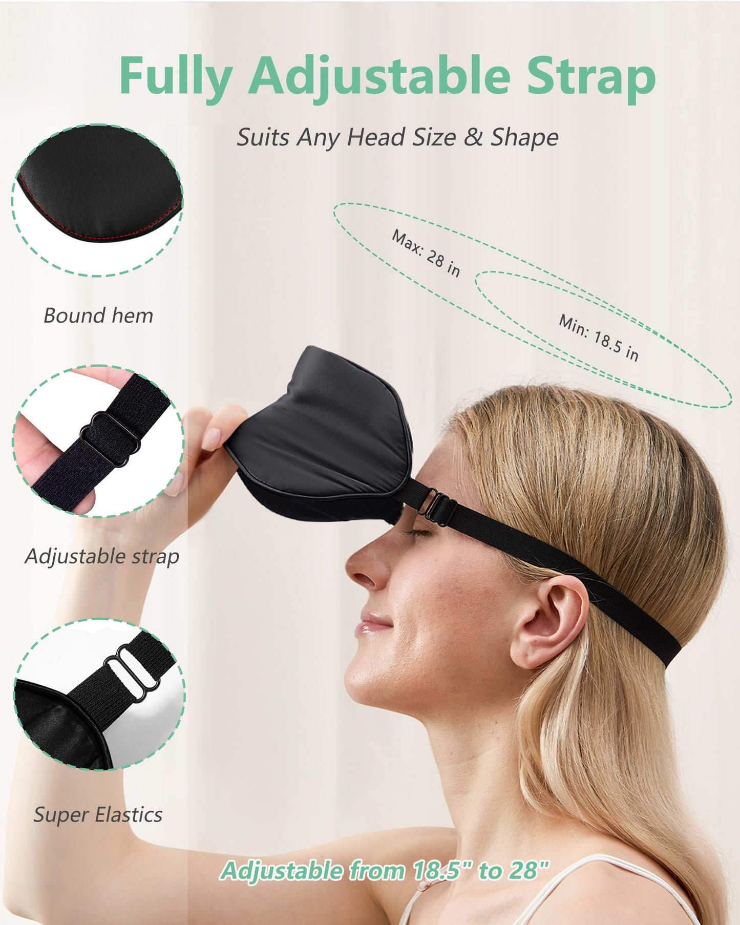 BeeVines 100% Real Mulberry Silk 2 Pack Sleep Mask, Natural Pure Silk Eye Masks with Adjustable Strap for Sleeping, 100% Block Light Eye Sleep Shade Cover, Reduces Puffy Eyes Traveling Gifts