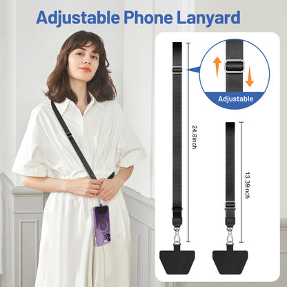 Doormoon Phone Lanyard, Universal Adjustable Neck Strap for Phone Case Keys ID Badges Cell Phone Lanyard Compatible with iPhone, Samsung, Most Smartphones, 2 Pack, Black Black