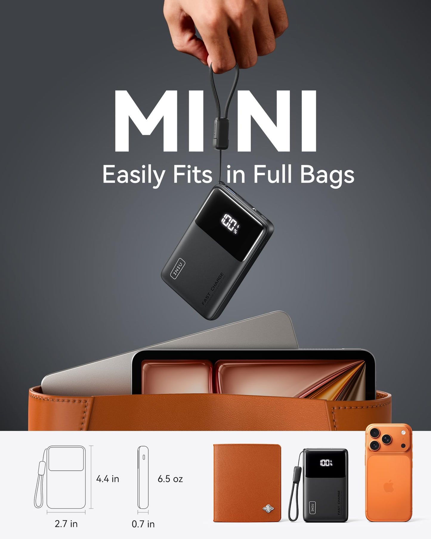 INIU Portable Charger, Slimmest Fast Charging 10000mAh USB C in/Out Power Bank, 22.5W PD3.0 QC4+ Battery Pack, Portable Phone Charger for iPhone 16 15 14 13 12 Pro Samsung S22 S21 Google AirPods iPad