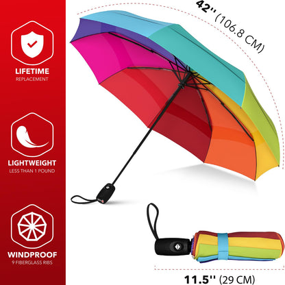 REPEL Windproof Travel Umbrella - Compact & Withstands Winds up to 85MPH , Strongest Premium Auto Folding Umbrella for Rain and Sun - Durable, Light & Portable for Women & Men , Fits Backpack & Cars