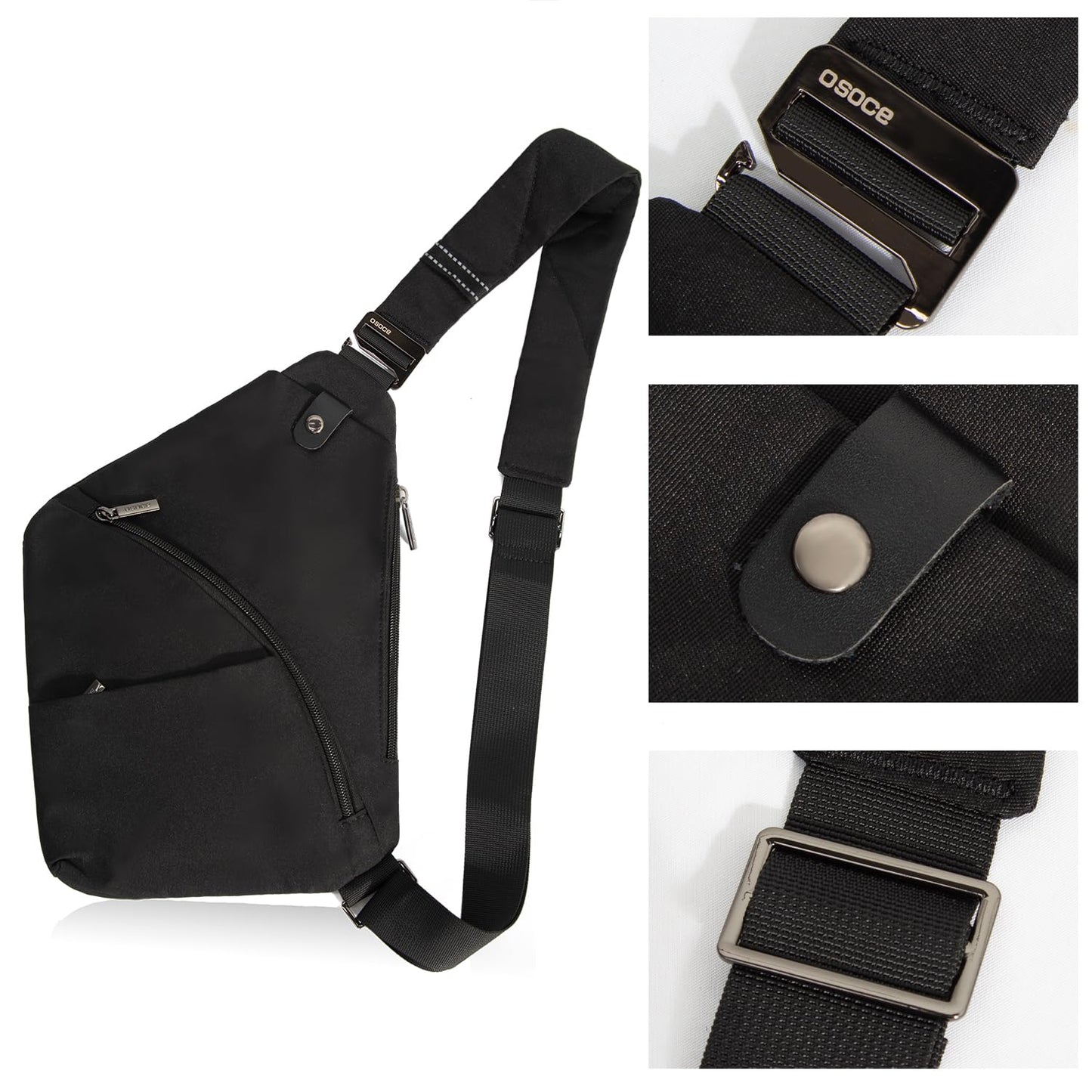 OSOCE Anti Theft Crossbody Bags Sling Bag for Women Men Waterproof Wander Bag for Sports and Travel. (1-BLACK, Small)