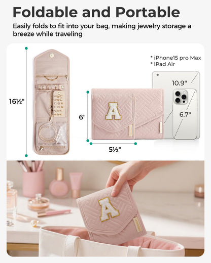 BAGSMART Travel Jewelry Organizer Case Foldable Jewelry Roll for Journey Rings, Necklaces, Earrings, Bracelets, Mini, Black