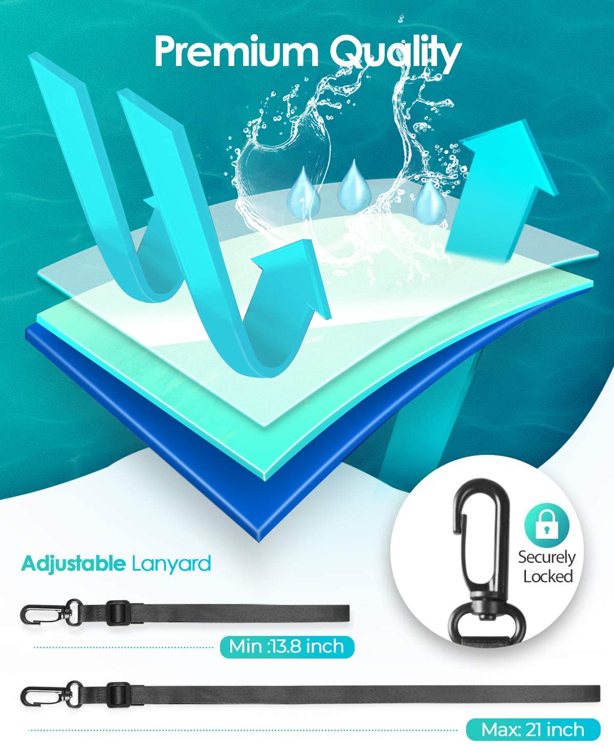 Hiearcool Waterproof Phone Pouch, Water Proof Phone Case for iPhone, Waterproof Cell Phone Dry Bag for Cruise Travel Vacation Essentials Large Waterproof Phone Holder 4 Pack-Black&Clear