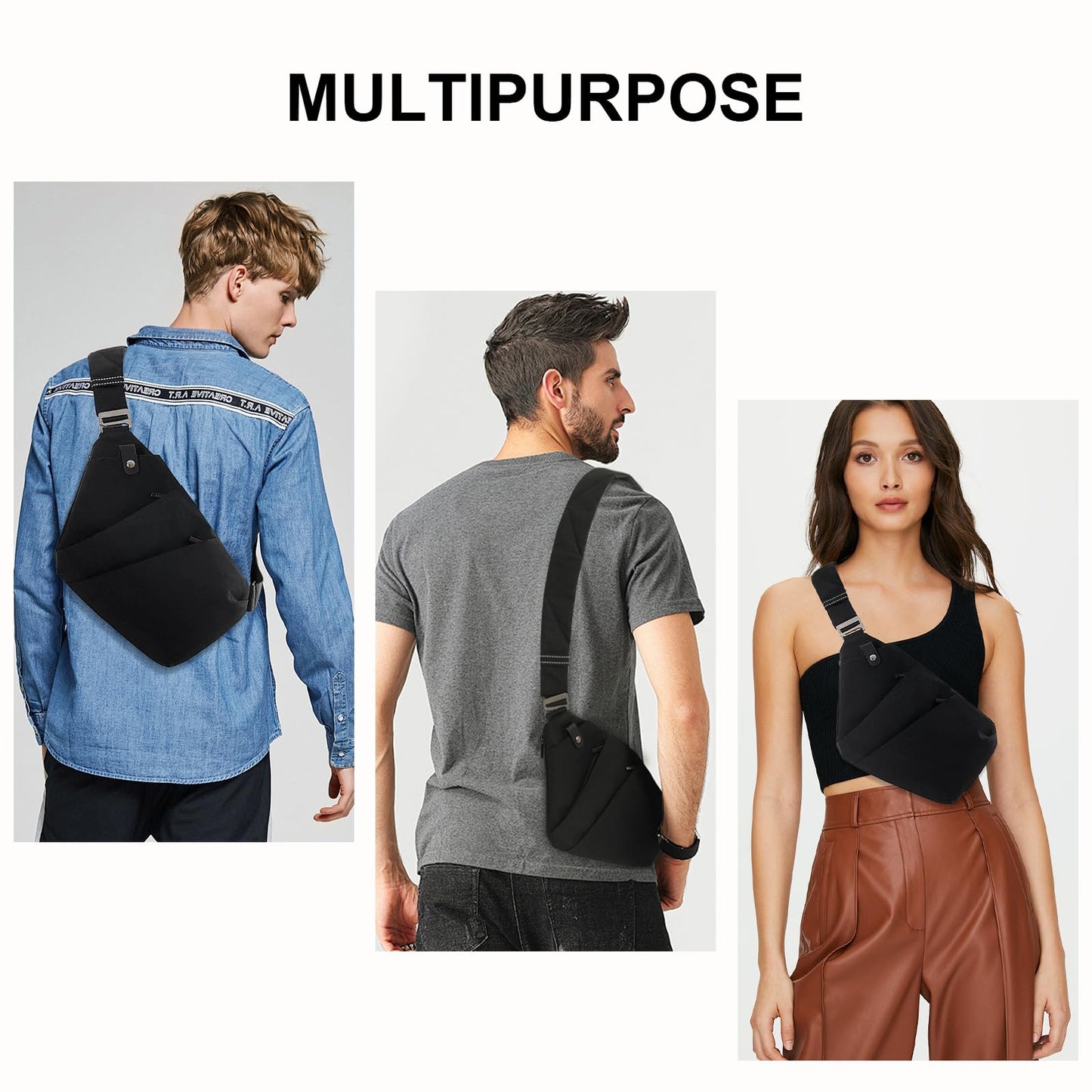 OSOCE Anti Theft Crossbody Bags Sling Bag for Women Men Waterproof Wander Bag for Sports and Travel. (1-BLACK, Small)