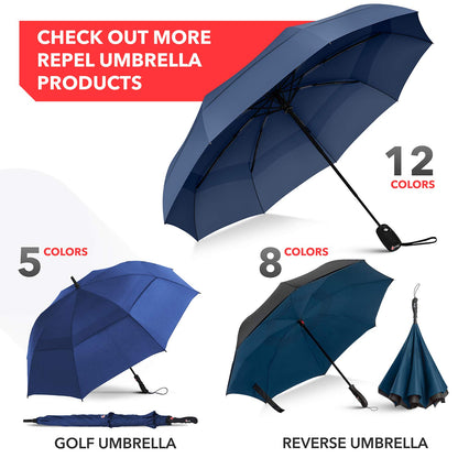 REPEL Windproof Travel Umbrella - Compact & Withstands Winds up to 85MPH , Strongest Premium Auto Folding Umbrella for Rain and Sun - Durable, Light & Portable for Women & Men , Fits Backpack & Cars
