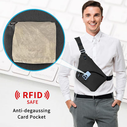 OSOCE Anti Theft Crossbody Bags Sling Bag for Women Men Waterproof Wander Bag for Sports and Travel. (1-BLACK, Small)