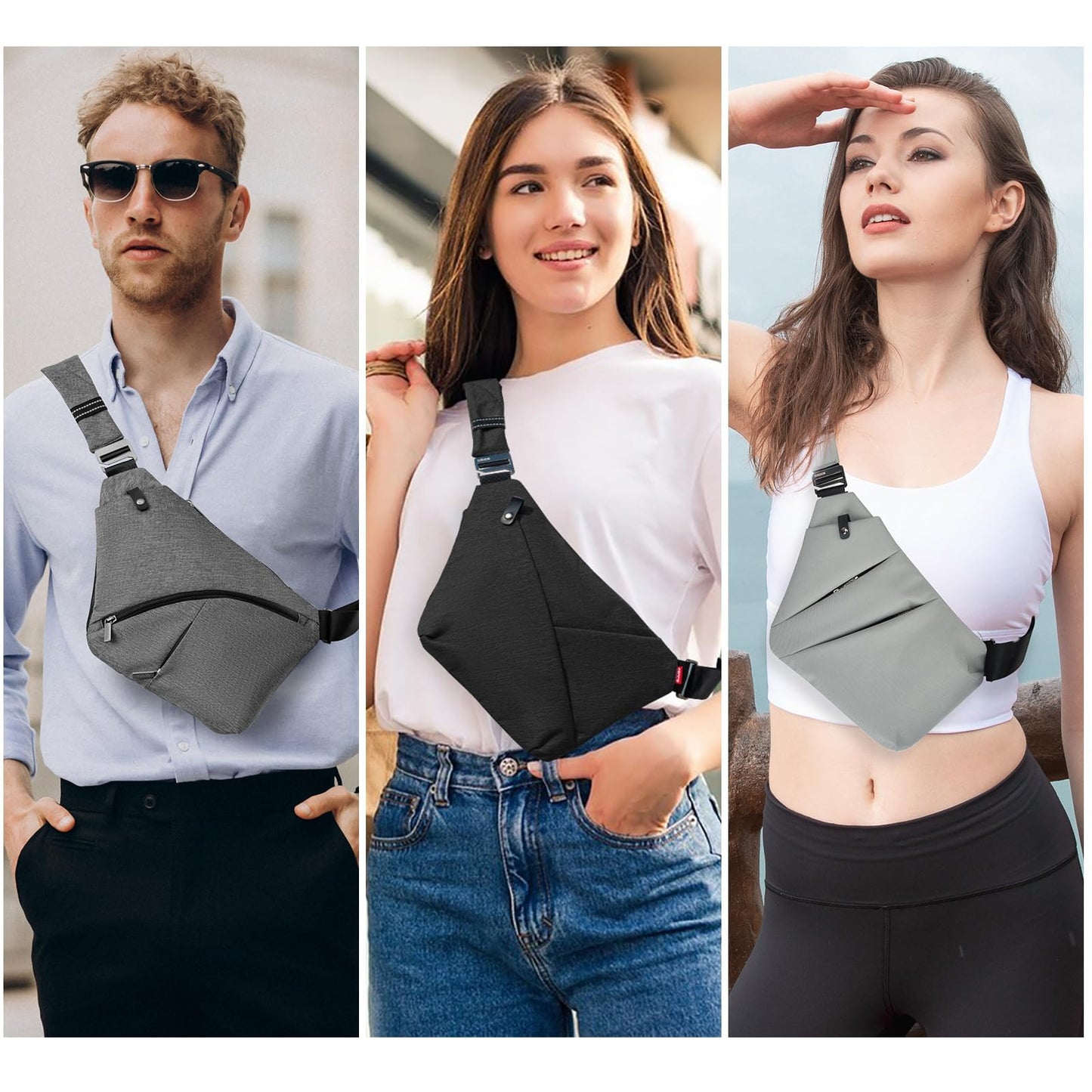 OSOCE Anti Theft Crossbody Bags Sling Bag for Women Men Waterproof Wander Bag for Sports and Travel. (1-BLACK, Small)