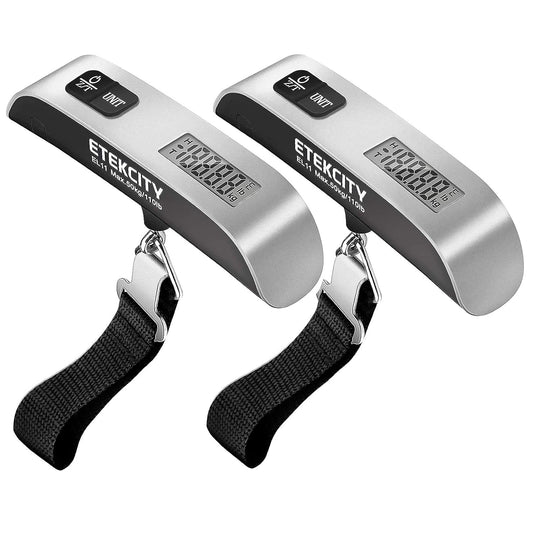 Etekcity Luggage Scale, Travel Essentials, Digital Suitcase Weight Scales for Travel Accessories, Hanging Baggage Scale with Temperature Sensor, Rubber Paint, 110 Pounds, Battery Included, Blue