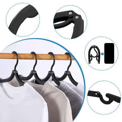 12 PCS Travel Hangers - Cruise Ship Essentials Portable Folding Clothes Hangers Travel Essentials Foldable Clothes Drying Rack for Travel (Black)