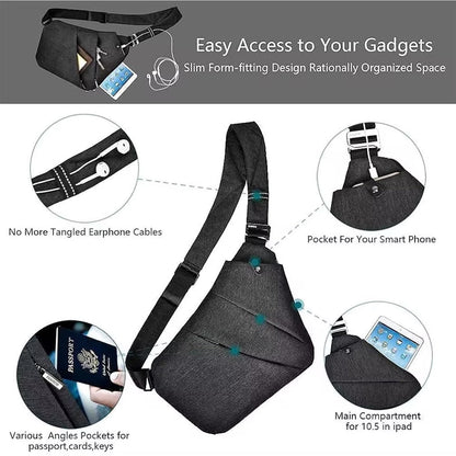 OSOCE Anti Theft Crossbody Bags Sling Bag for Women Men Waterproof Wander Bag for Sports and Travel. (1-BLACK, Small)