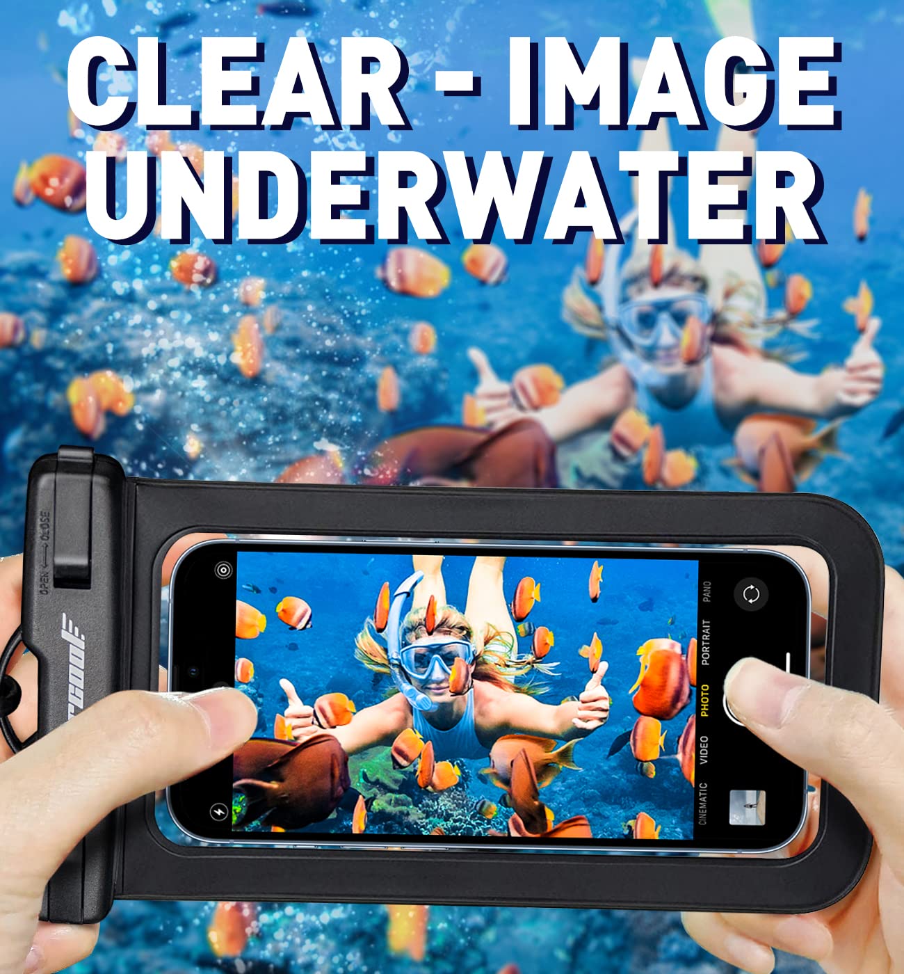 Hiearcool Waterproof Phone Pouch, Water Proof Phone Case for iPhone, Waterproof Cell Phone Dry Bag for Cruise Travel Vacation Essentials Large Waterproof Phone Holder 4 Pack-Black&Clear