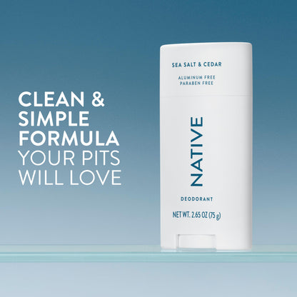 Native Deodorant,Unscented, Aluminum Free, Paraben Free, 2.65 OZ (75 g), Coconut Oil and Shea Butter