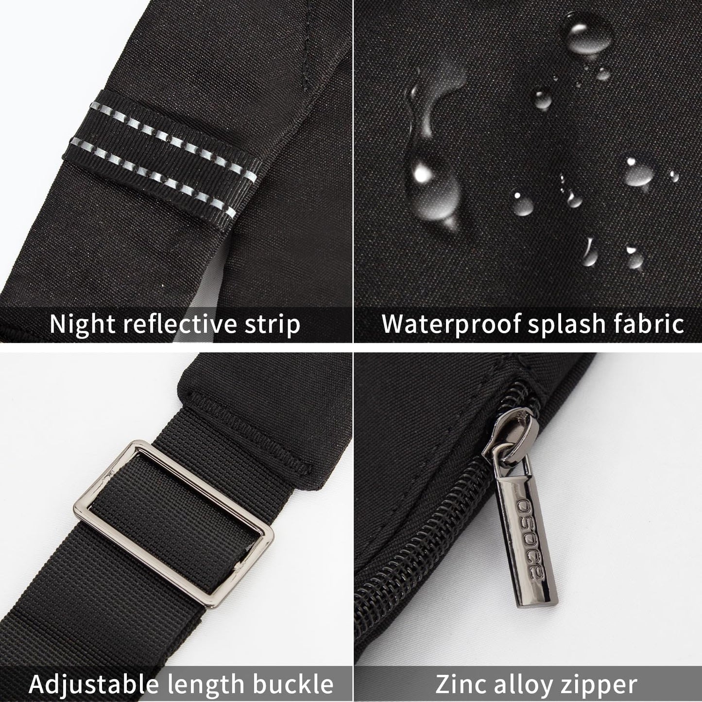 OSOCE Anti Theft Crossbody Bags Sling Bag for Women Men Waterproof Wander Bag for Sports and Travel. (1-BLACK, Small)