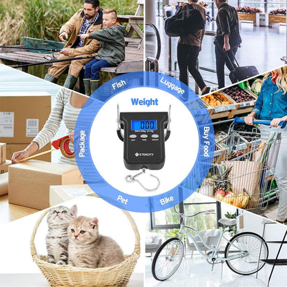 Etekcity Luggage Scale, Travel Essentials, Digital Suitcase Weight Scales for Travel Accessories, Hanging Baggage Scale with Temperature Sensor, Rubber Paint, 110 Pounds, Battery Included, Blue