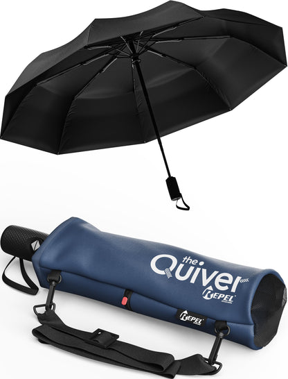 REPEL Windproof Travel Umbrella - Compact & Withstands Winds up to 85MPH , Strongest Premium Auto Folding Umbrella for Rain and Sun - Durable, Light & Portable for Women & Men , Fits Backpack & Cars