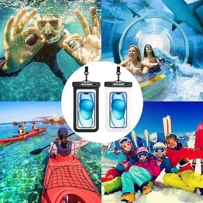 Hiearcool Waterproof Phone Pouch, Water Proof Phone Case for iPhone, Waterproof Cell Phone Dry Bag for Cruise Travel Vacation Essentials Large Waterproof Phone Holder 4 Pack-Black&Clear