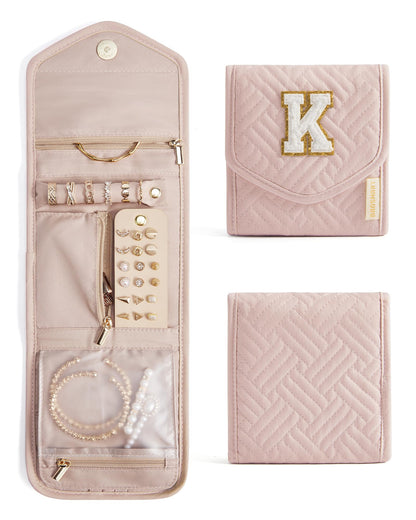 BAGSMART Travel Jewelry Organizer Case Foldable Jewelry Roll for Journey Rings, Necklaces, Earrings, Bracelets, Mini, Black