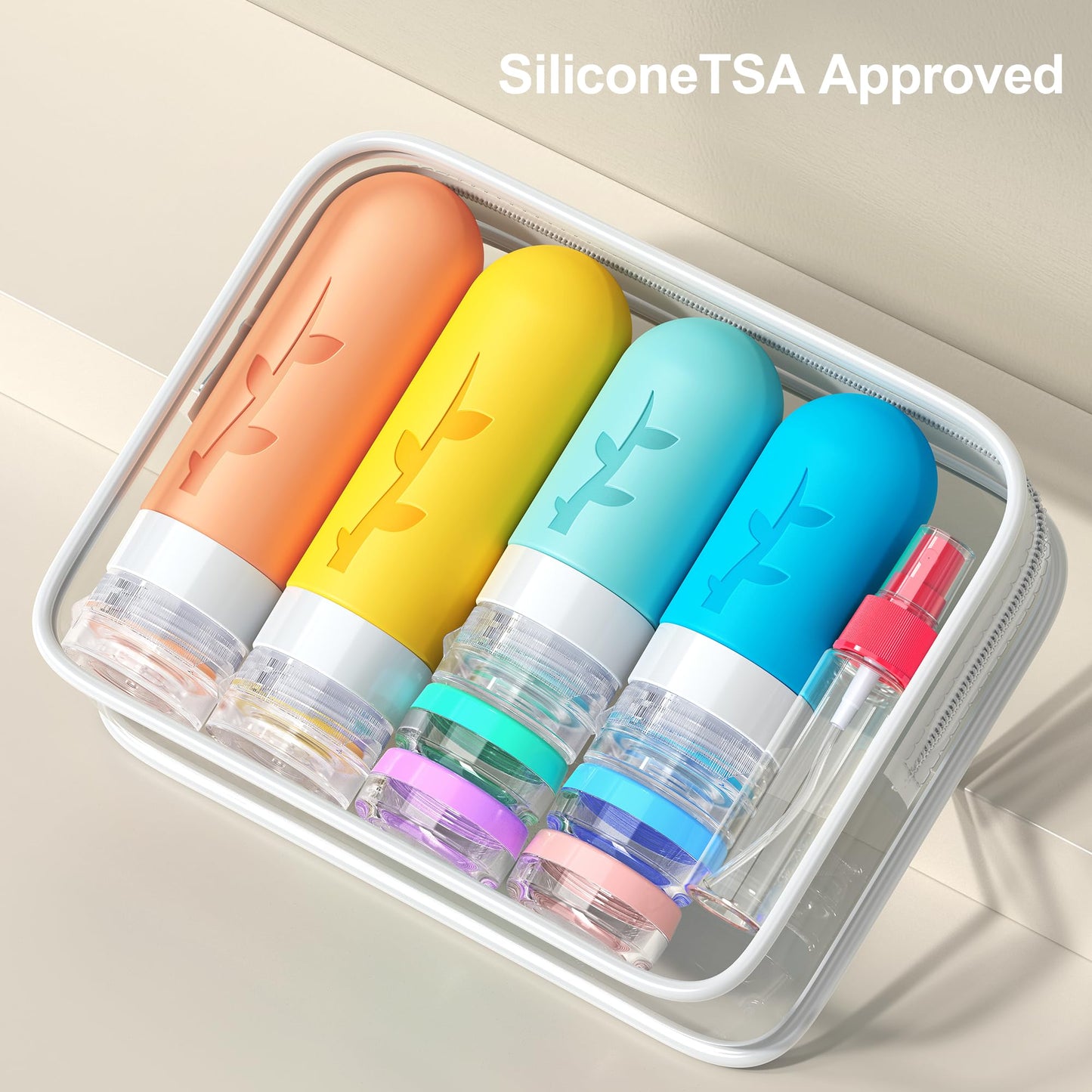 18pack Travel Bottles for Toiletries,TSA Approved Silicone Travel Containers for Toiletries,Leak Proof Refillable Liqus Shampoo And Conditioner travel Essentials toiletry Bottles