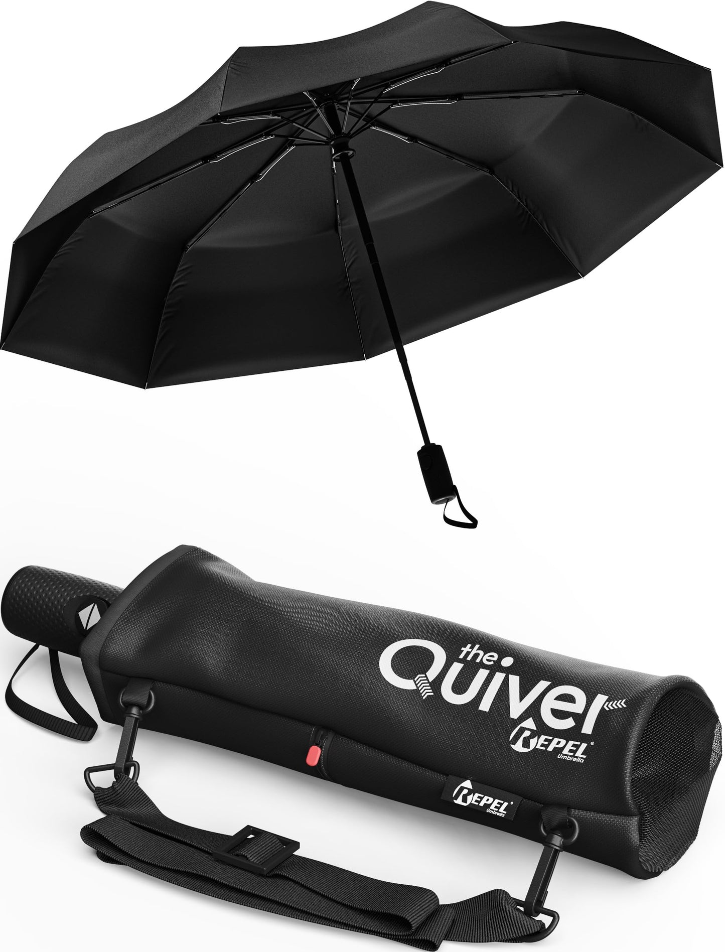 REPEL Windproof Travel Umbrella - Compact & Withstands Winds up to 85MPH , Strongest Premium Auto Folding Umbrella for Rain and Sun - Durable, Light & Portable for Women & Men , Fits Backpack & Cars