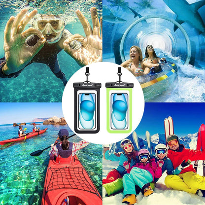 Hiearcool Waterproof Phone Pouch, Water Proof Phone Case for iPhone, Waterproof Cell Phone Dry Bag for Cruise Travel Vacation Essentials Large Waterproof Phone Holder 4 Pack-Black&Clear