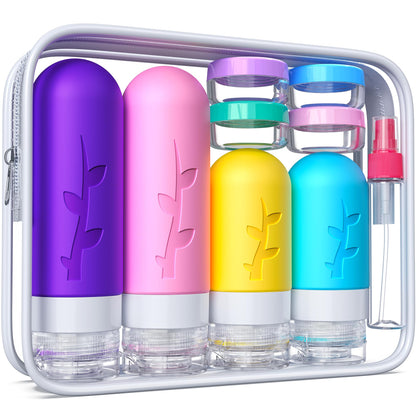 18pack Travel Bottles for Toiletries,TSA Approved Silicone Travel Containers for Toiletries,Leak Proof Refillable Liqus Shampoo And Conditioner travel Essentials toiletry Bottles