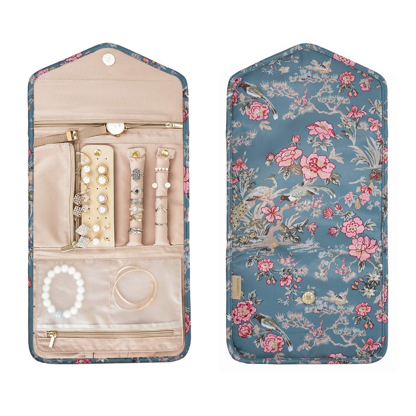 BAGSMART Travel Jewelry Organizer Case Foldable Jewelry Roll for Journey Rings, Necklaces, Earrings, Bracelets, Mini, Black