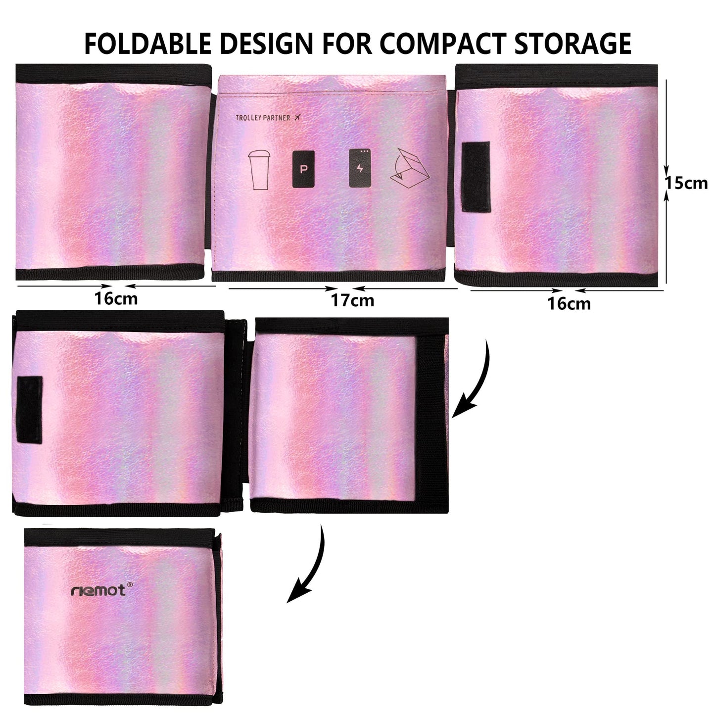 riemot Luggage Travel Cup Holder Free Hand Drink Carrier - Hold Two Coffee Mugs - Fits Roll on Suitcase Handles - Gifts for Flight Attendants Travelers Accessories Carbon Black