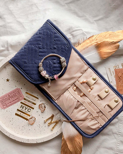 BAGSMART Travel Jewelry Organizer Case Foldable Jewelry Roll for Journey Rings, Necklaces, Earrings, Bracelets, Mini, Black