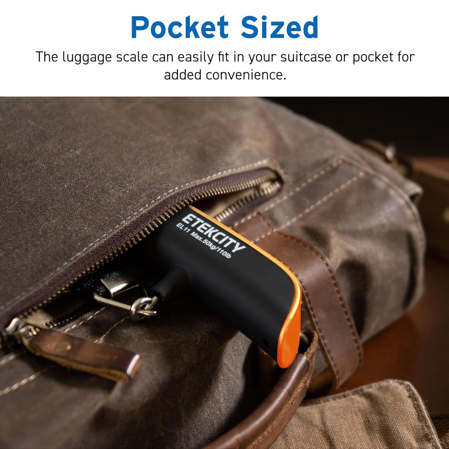 Etekcity Luggage Scale, Travel Essentials, Digital Suitcase Weight Scales for Travel Accessories, Hanging Baggage Scale with Temperature Sensor, Rubber Paint, 110 Pounds, Battery Included, Blue