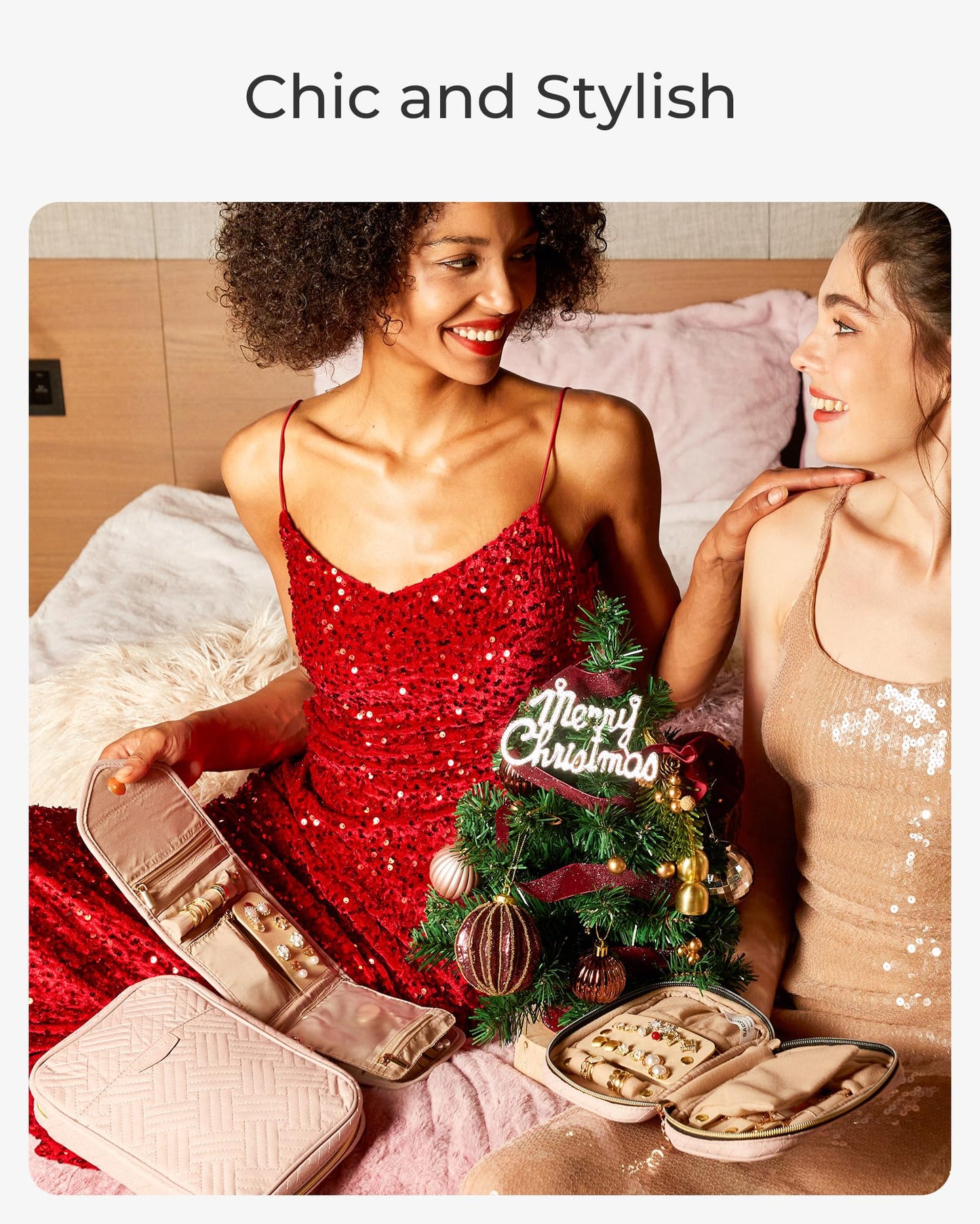 BAGSMART Travel Jewelry Organizer Case Foldable Jewelry Roll for Journey Rings, Necklaces, Earrings, Bracelets, Mini, Black