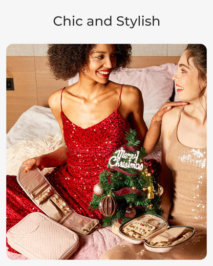 BAGSMART Travel Jewelry Organizer Case Foldable Jewelry Roll for Journey Rings, Necklaces, Earrings, Bracelets, Mini, Black