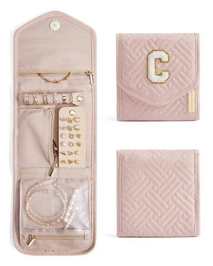 BAGSMART Travel Jewelry Organizer Case Foldable Jewelry Roll for Journey Rings, Necklaces, Earrings, Bracelets, Mini, Black