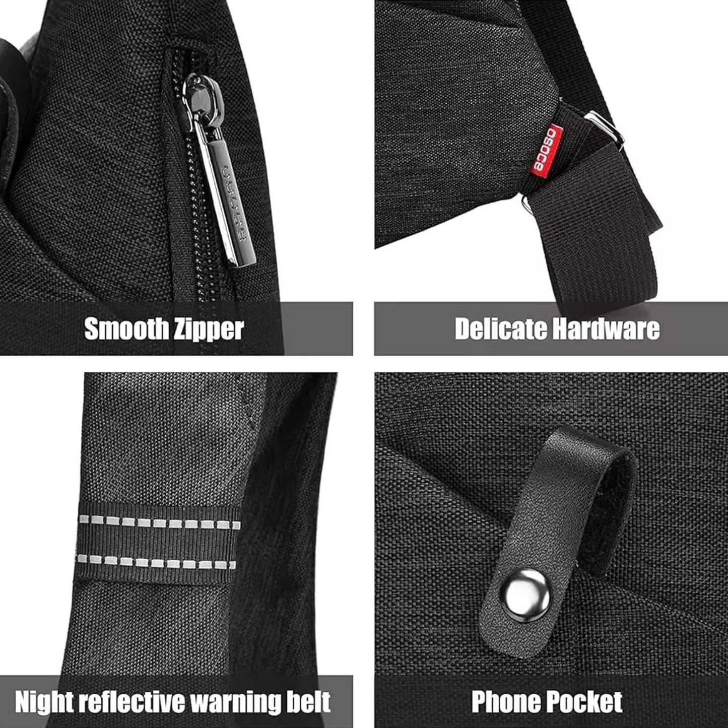 OSOCE Anti Theft Crossbody Bags Sling Bag for Women Men Waterproof Wander Bag for Sports and Travel. (1-BLACK, Small)