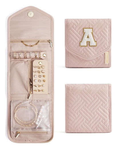 BAGSMART Travel Jewelry Organizer Case Foldable Jewelry Roll for Journey Rings, Necklaces, Earrings, Bracelets, Mini, Black