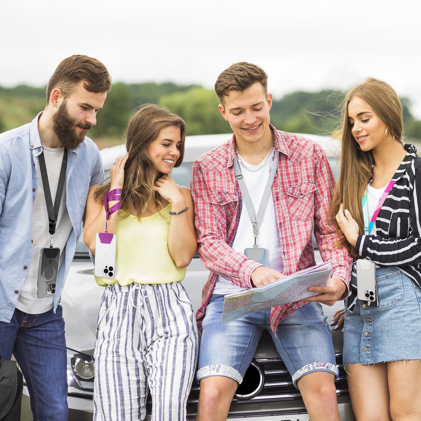 Doormoon Phone Lanyard, Universal Adjustable Neck Strap for Phone Case Keys ID Badges Cell Phone Lanyard Compatible with iPhone, Samsung, Most Smartphones, 2 Pack, Black Black