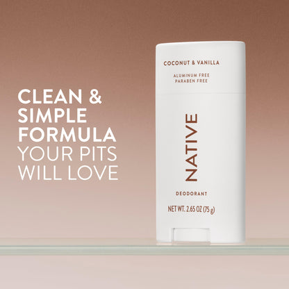 Native Deodorant,Unscented, Aluminum Free, Paraben Free, 2.65 OZ (75 g), Coconut Oil and Shea Butter