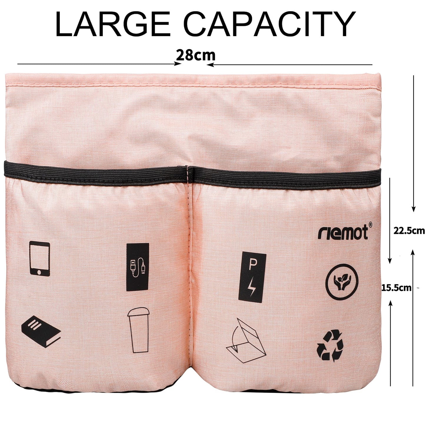 riemot Luggage Travel Cup Holder Free Hand Drink Carrier - Hold Two Coffee Mugs - Fits Roll on Suitcase Handles - Gifts for Flight Attendants Travelers Accessories Carbon Black