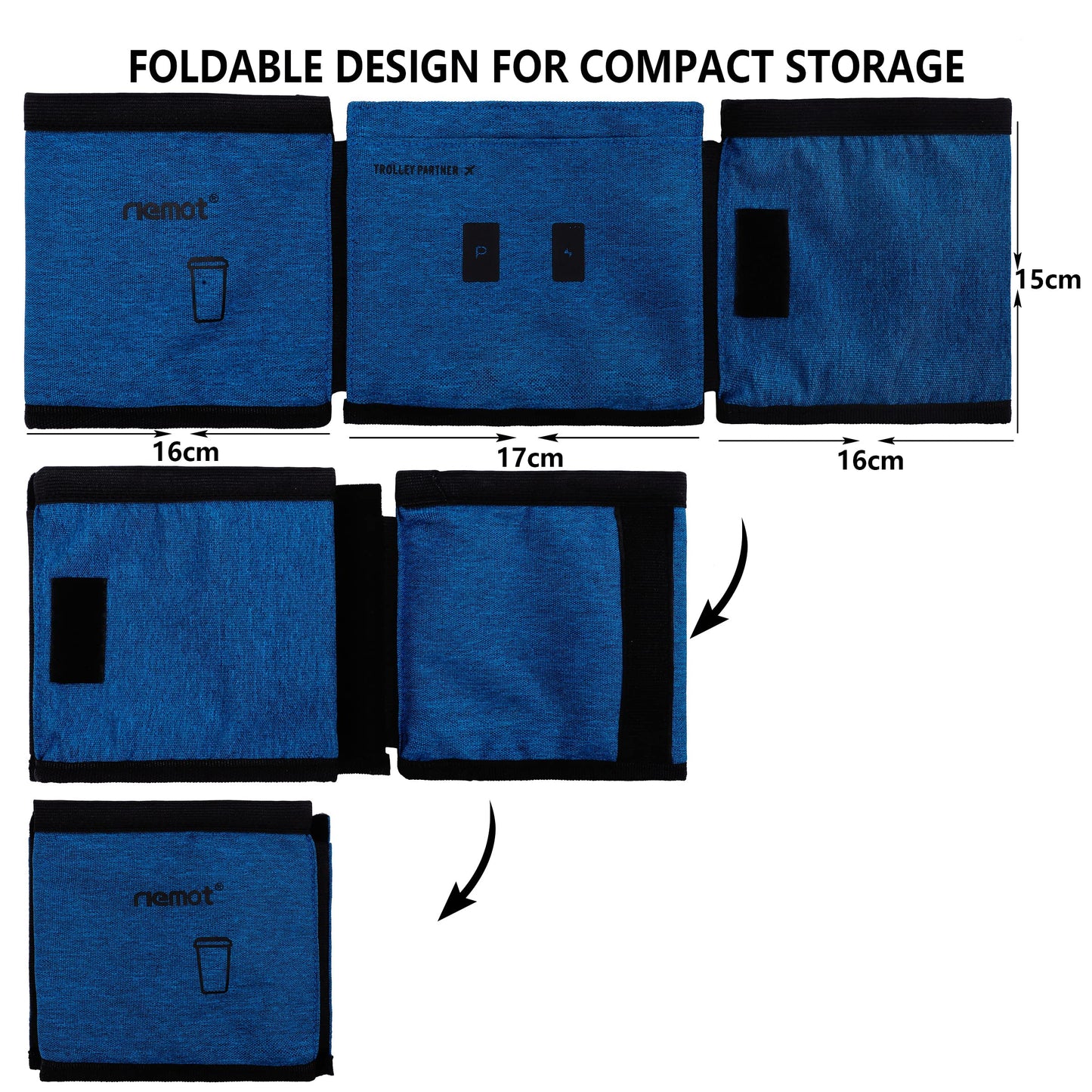 riemot Luggage Travel Cup Holder Free Hand Drink Carrier - Hold Two Coffee Mugs - Fits Roll on Suitcase Handles - Gifts for Flight Attendants Travelers Accessories Carbon Black