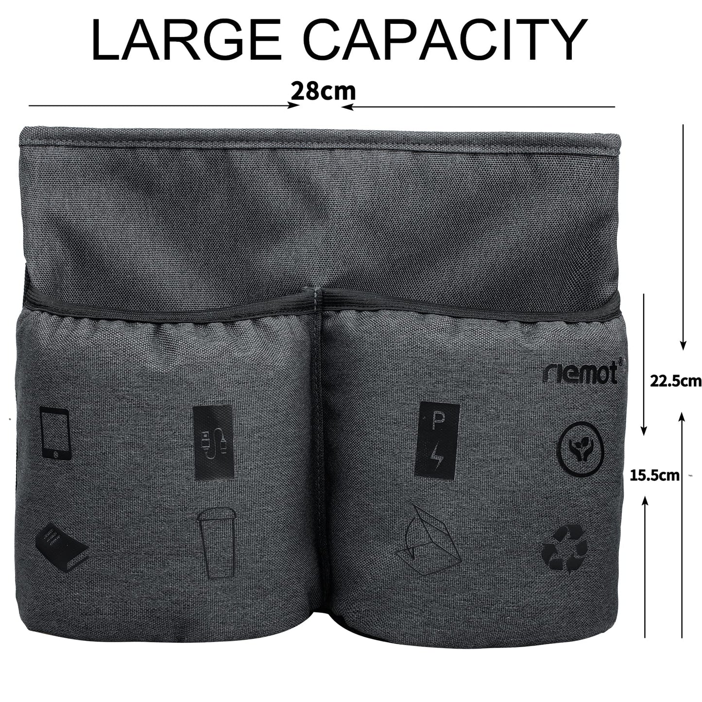 riemot Luggage Travel Cup Holder Free Hand Drink Carrier - Hold Two Coffee Mugs - Fits Roll on Suitcase Handles - Gifts for Flight Attendants Travelers Accessories Carbon Black