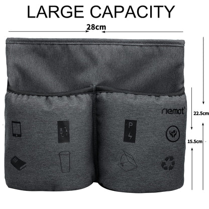 riemot Luggage Travel Cup Holder Free Hand Drink Carrier - Hold Two Coffee Mugs - Fits Roll on Suitcase Handles - Gifts for Flight Attendants Travelers Accessories Carbon Black