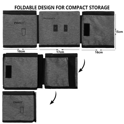 riemot Luggage Travel Cup Holder Free Hand Drink Carrier - Hold Two Coffee Mugs - Fits Roll on Suitcase Handles - Gifts for Flight Attendants Travelers Accessories Carbon Black