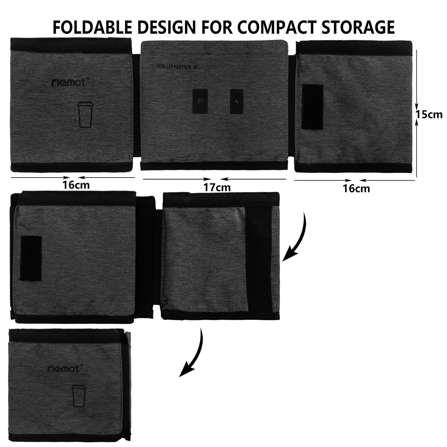 riemot Luggage Travel Cup Holder Free Hand Drink Carrier - Hold Two Coffee Mugs - Fits Roll on Suitcase Handles - Gifts for Flight Attendants Travelers Accessories Carbon Black